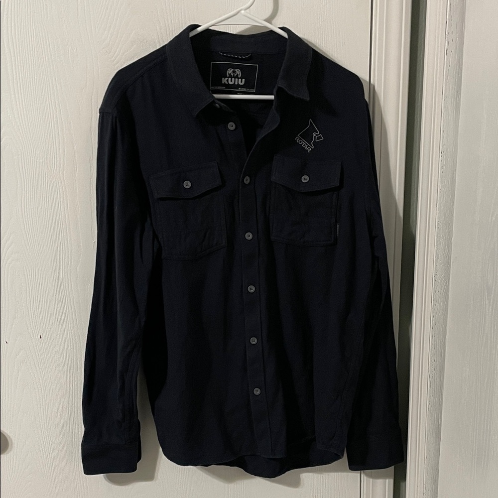 KUIU Navy Men’s Like New Wool Cotton Blend Button-Up Long Sleeve Textured Large